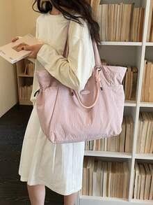 大容量休閒尼龍女款托特包，輕量化波西米亞風包，多口袋購物包，簡約時尚單肩包，通勤手提包，適合女孩、女性、大學生、年輕專業人士和白領，適用於辦公室、大學、工作、商務、通勤、購物、約會、戶外活動、旅行、徒步，女性理想禮物 - 彩色 - 查看 7