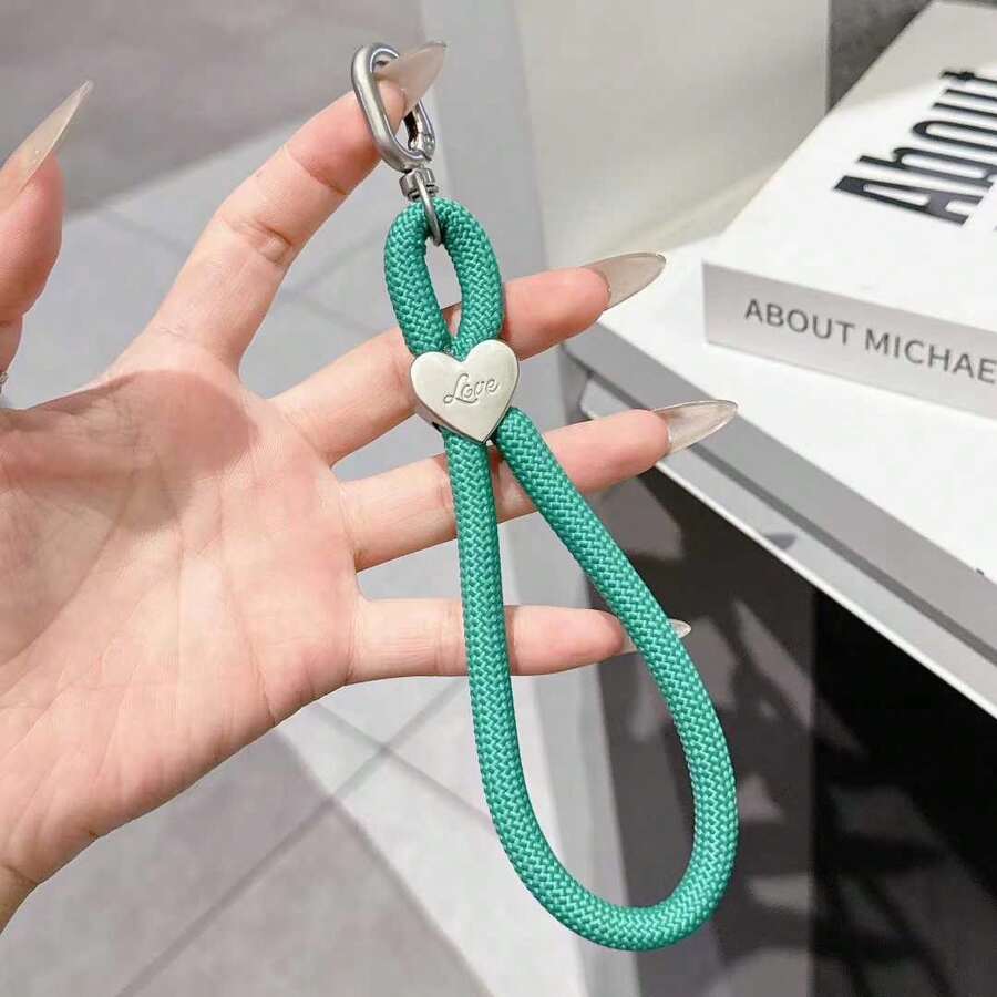 1 pieza Cordón para teléfono con diseño de amor, cuerda antiperdi da de color dopamina para cámara, botella de agua, mochila, anillo tejido corto - Multicolor - Ver 1