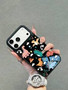 1 pieza Funda de teléfono minimalista y personalizada con espejo negro a prueba de golpes, adecuada para iPhone 15 16 17 Pro 17 Pro Max, 13/11/17/16/14/15 Pro/15 Plus/15 Pro Max - Negro - Ver 7