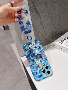 Disney Has Authorized, Phone Case - Chain Set, The Stitch Lilo & Stitch 3D Phone Case Plus A Silicone 3D Stitch Bracelet With Metallic Ring Removable Bracelet, Stitch And Angel Pattern, Compatible With Iphone17/16/15/14/13/12/11/XS/XR/X Plus Pro Max, A Stylish Cartoon Phone Case, The Perfect Gift Choice, Phone Protection, Durable Phone Cover, Great Gift For Friends And Family. - trắng - Xem 3