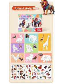 3D DIY Sticker Art Set, Geometric, Animal, Dinosaur, Ocean, Transportation Themed Puzzle Stickers, Fun Educational Toy, Great For Home Play And Gift Giving - Multicolor - View 10