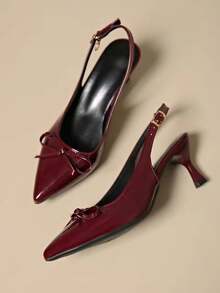 Giày sandal cao gót mũi nhọn màu đỏ mới dành cho nữ, kiểu dáng thanh lịch, thích hợp cho hẹn hò, dạo phố hoặc công sở. - Đỏ - Xem 4