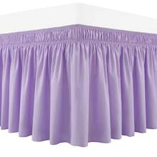 1pc Solid Color Elastic Bed Skirt, Wrap-Around Bed Skirt, Soft Bedding, Ruffled Lace Bed Skirt, Cotton Comfortable Skin-Friendly Durable - Light Purple - View 6