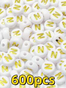 300 hạt cườm hình chữ cái hoặc ký hiệu 7x4mm dùng để trang trí vòng tay, vòng cổ, quần áo. - Nhiều màu - Xem 23