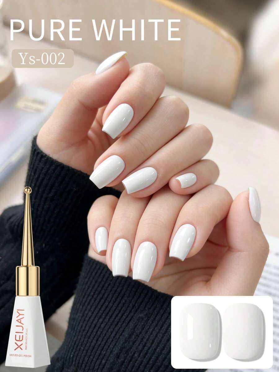 XEIJAYI 1 Bottle 10ml White Gel Nail Polish - Long-Lasting Gloss, High Saturation Shine, Durable Nail Gel, Suitable For Nail Salon DIY Women's Gift