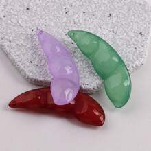 8pcs Acrylic Imitation Jade Bean Pendant, Multicolor Jelly Style, For DIY Jewelry Making - Multicolor - View 5