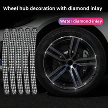 5/20 pezzi Strisce di protezione da graffi e collisioni con diamanti incastonati, adesivi riflettenti universali per cerchioni di motocicli/veicoli elettrici, decorazione con strass luccicanti che fornisce protezione e migliora l'aspetto, riflessione più sicura di notte - Adesivi in rilievo con motivo a rombi bianchi - Visualizzare 2