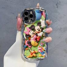 Disney Mickey Mouse & Friends Phone Case, Cartoon Art Protective Cover. Compatible With IPhone 17, 16, 15, 14, 13, 12, 11 Pro Series, Featuring Mickey, Minnie, Donald, Daisy, And Pluto Celebrating With Balloons On A Green Grass Background, Perfect For Animation Fans, Ideal For Birthdays, Holidays, Anniversaries, Graduation Gifts, Or Any Special Occasion To Surprise Family, Friends, Classmates, And Loved Ones. - 銀色 - 查看 1