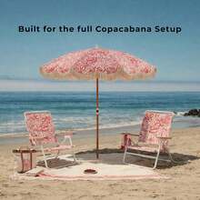 6FT Outdoor Patio Umbrella With Fringe Tassels, Portable Boho Beach Umbrella With Push Button Tilt And Carrying Bag, UV Protection Sun Shade Canopy For Poolside Garden And Backyard, Reef Crimson - 礁紅 - 查看 8