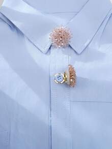 1pc/2pcs Button Cover, Suitable For Shirt DIY Craft Decoration, Sewing Cufflink, Crystal Button, Cufflink Clip, Luxury Button Cover, Holiday Gift - Baby's Breath - View 3