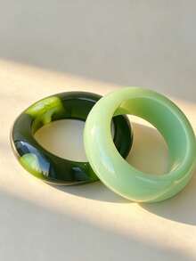 3pcs Set Exaggerated Asymmetrical Resin Semi-Transparent Bracelet, Versatile For Women - Multicolor - View 4