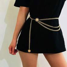 1 chiếc dây đeo eo phong cách retro cá tính, dây thắt lưng họa tiết bohemian, dây đeo váy, dây đeo quần, phù hợp cho nữ mặc hàng ngày và dự tiệc. - Vàng - Xem 1