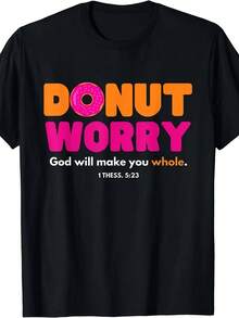 Donut Mexicano: No te preocupes, Dios te sanará - Camiseta divertida para amantes de donuts |   Tallas S-5XL, Mismo Estilo Para Hombre Y Mujer, Manga Corta De Verano, Cuello Redondo, Tela Ligeramente Elástica, Corte Regular, Estilo Vintage, Para Todas Las Temporadas, Camiseta De Algodón Con Estampado. - Negro - Ver 7