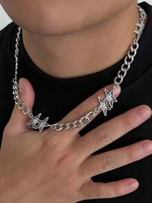 1 chiếc dây chuyền hình ngôi sao năm cánh phong cách Hip-Hop dành cho nam - Nhiều màu - Xem 7
