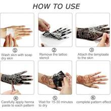 Henna Tattoo Stencil Kit, 12 Sheets Temporary Tattoo Templates For Hand, Large  Temporary Tattoo Stickers - như hình - Xem 7