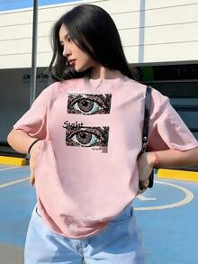 Stylish And Aesthetic Short-Sleeve T-Shirt, Fashionable Short-Sleeve T-Shirt For Spring And Summer 2026, Made In Mexico, 180 Grams. Cartoon Print, Couple Design, Suitable For Indoor Or Outdoor Wear. Crew Neck, Unisex, Ideal For Office And Leisure. One-Piece Pack. - PK-P631577SLNDXZGY451 - 查看 4