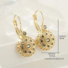 Vintage Elegant Hollow Flower Zirconia Pendant Earrings, Handmade Accessories Suitable For Daily Wear, Perfect Gift For Women - Gold - View 4