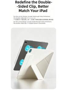 1 pieza Funda compatible con iPad 10th/11th/Air 11 pulgadas M4/M3/M2 (2026 y 2025 y 2024) Funda magnética delgada y potente para Air 5/4th de 10.9 pulgadas, 4 ángulos de soporte, cubierta de soporte vertical, con función de encendido/apagado automático y soporte para lápiz - Blanco - Ver 9