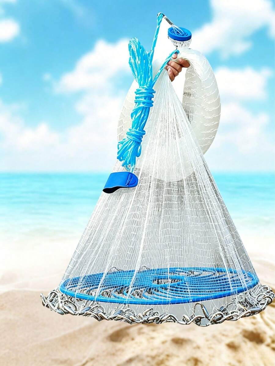 Hand-Cast Fishing Net, Easy To Cast Without Tangling. Multiple Net Heights Available, Encrypted Mesh Holes, Fast Sinking, Beginner-Friendly, And Highly Efficient For Fishing. - Multiple Specifications - View 1