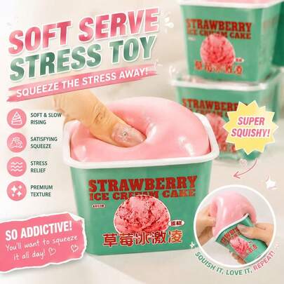 1pc New Arrival Slow Rebound Simulated Fruit Ice Cream Squishy Toy, Strawberry, Vanilla, Mango Ice Cream - Birthday Gift, Christmas Gift, Easter Gift, Gift, Perfect Gift, Gift (No Box Included)
