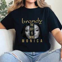Brandy and MoniC1A Tour T-S1Hirt - The B1Oy Is Mine Concert T1EEShirt For Women Camiseta 100% Algodón Unisex - Playera Casual Premium de Corte Cómodo - Negro - Ver 1