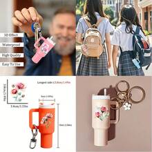 54pcs Abstract Pink Roses UV DTF Stickers, Colorful UV DTF Transfer Stickers, High Viscosity UV DTF Transfer Paper Creative Floral Patterns, Durable Adhesive, Home Decorations, Enthusiasts Suitable For Keychains, Small Pendants, Mugs UV DTF Keychain Sticker(Stickers Solely) - Multicolor - View 9