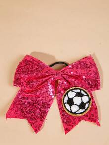 Coletero elástico para el cabello con lazo de lentejuelas bordadas, unicolor, cuentas y diseño de fútbol para la Copa del Mundo - Multicolor - Ver 8