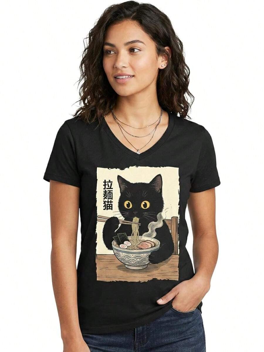 Camiseta Divertida de Gato para Mujeres, Hombres y Niños, Regalos para Amantes de Gatos, Camisetas con Memes de Gatitos - Negro - Ver 1
