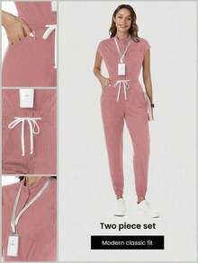 Mono de pijama verde fluorescente con bolsillos - Rosa - Ver 9