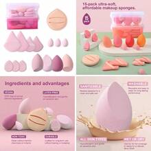 Makeup Blending Sponges Set, Multi-Shape Beauty Sponges, Pink And Coral (Pink) - 玫瑰粉 - 查看 1