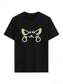 Camiseta de Manga Corta con Estampado Bordado Divertido,Camiseta de manga corta de moda para primavera y verano de 2026, hecha en México, 180 gramos. Estampado de dibujos animados, modelo de pareja, apta para uso interior o exterior. Cuello redondo, unisex, ideal para oficina y ocio. Paquete de una pieza. - BK-P631577SLNDXZGY449 - Ver 2