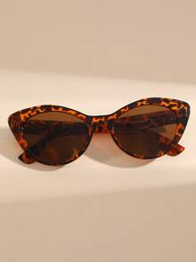 1 paire de lunettes de soleil à monture chat œil marron imprimé léopard pour femmes, combinant le charme moderne et rétro. Convient pour la photographie de rue, les tenues, les vacances, les voyages et autres occasions. Un choix d'accessoire à la mode. - imprimé léopard - Voir 3