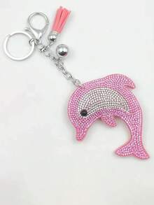 1pc Rhinestone Dolphin Tassel Keychain With Tassel Pendant, Suitable For Fashion Boots And Bags, Geometric Pattern Bohemian Style, All Seasons - Multicolor - View 9