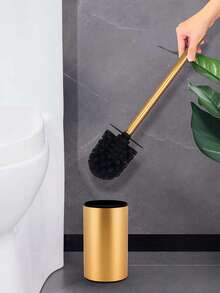 1 Juego de Cepillo de Baño Redondo de Acero Inoxidable con Tapa, Cepillo de Limpieza de Grietas de Body Corto para Baño - Redondo y corto - Ver 6