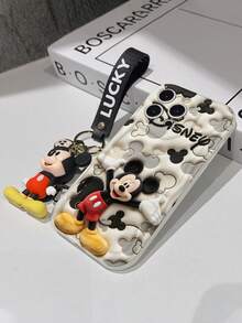 Disney Mickey Mouse Clubhouse Phone Case : 3D Fluffy Pattern Border Protector Phone Soft Phone Case With A Free Cute Mickey Bracelet Chain Lanyard, Mickey, Minnie, Goofy, Donald Duck, Daisy Duck, Pluto, For Apple 17 Promax 17 Pro 16 15 14 13 12 11 Pro Max XS Max X XR Soft Cover Summer Phone Case - 白色 - 查看 7