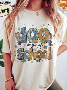 Z1ootopia 100 Da Of School S1Hirt, 100th Day T1EE, Happy 100 Da Of School Sweahirt, School S1Hirt, Z1ootopia T1EE - Blanco - Ver 2