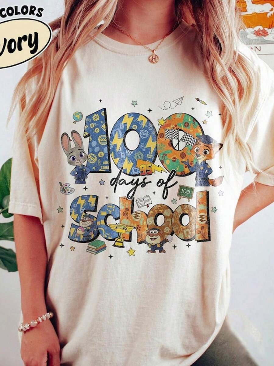 Z1ootopia 100 Da Of School S1Hirt, 100th Day T1EE, Happy 100 Da Of School Sweahirt, School S1Hirt, Z1ootopia T1EE