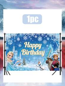 Disney 冰雪奇缘主题生日背景，梦幻般的阿伦黛尔主题横幅，打造难忘的庆祝活动，灵感源自这部深受喜爱的电影的奇幻世界。闪闪发光的雪花和标志性的冰雪城堡，搭配艾莎、安娜、雪宝和他们的朋友们，完美捕捉了阿伦黛尔的精髓，将任何空间都变成一个充满奇幻色彩的庆典。 - 背景 - 查看 13
