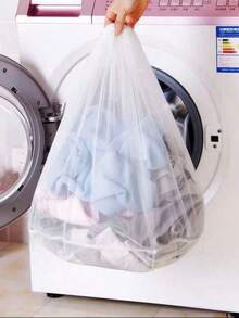 3pcs Mesh Laundry Bag Set (Small/Medium/Large) - Transparent Drawstring Washing Machine Protection Bags For Socks/Bras/Delicate Clothing | Reusable Clothing Organizer Bags (Home And Travel Use) - White - View 2