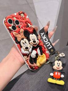 This Disney Mickey Mouse Lanyard Phone Case Is Fully Covered In TPU Material. It's Shockproof, Lightweight, And Compatible With IPhone17/16/11/13/15/15 Plus/15 Pro/15 Pro Max/12/14 Pro Max/11 Pro Max/12 Pro/12 Pro Max/13. This Phone Case Makes A Popular Birthday Gift Or Business Gift; It's Durable, Stain- And Fingerprint Resistant, And Suitable For Both Men And Women. The Set Also Includes A Mickey Mouse Phone Case And A Mickey Mouse Plush Bracelet. It's A Perfect Gift For Friends And Family. This Stylish Phone Case Is Fun, Lightweight, And Durable. IPhone17 Pro Max Phone Case, Minnie Mouse Phone Case. - 白色 - 查看 4