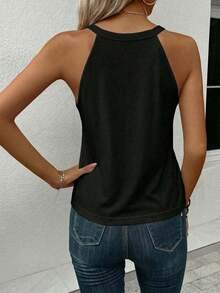 LUNE Camiseta de tirantes de cuello halter casual y cómoda para mujer, 95% algodón, adecuada para el verano - Multicolor 2 - Ver 3