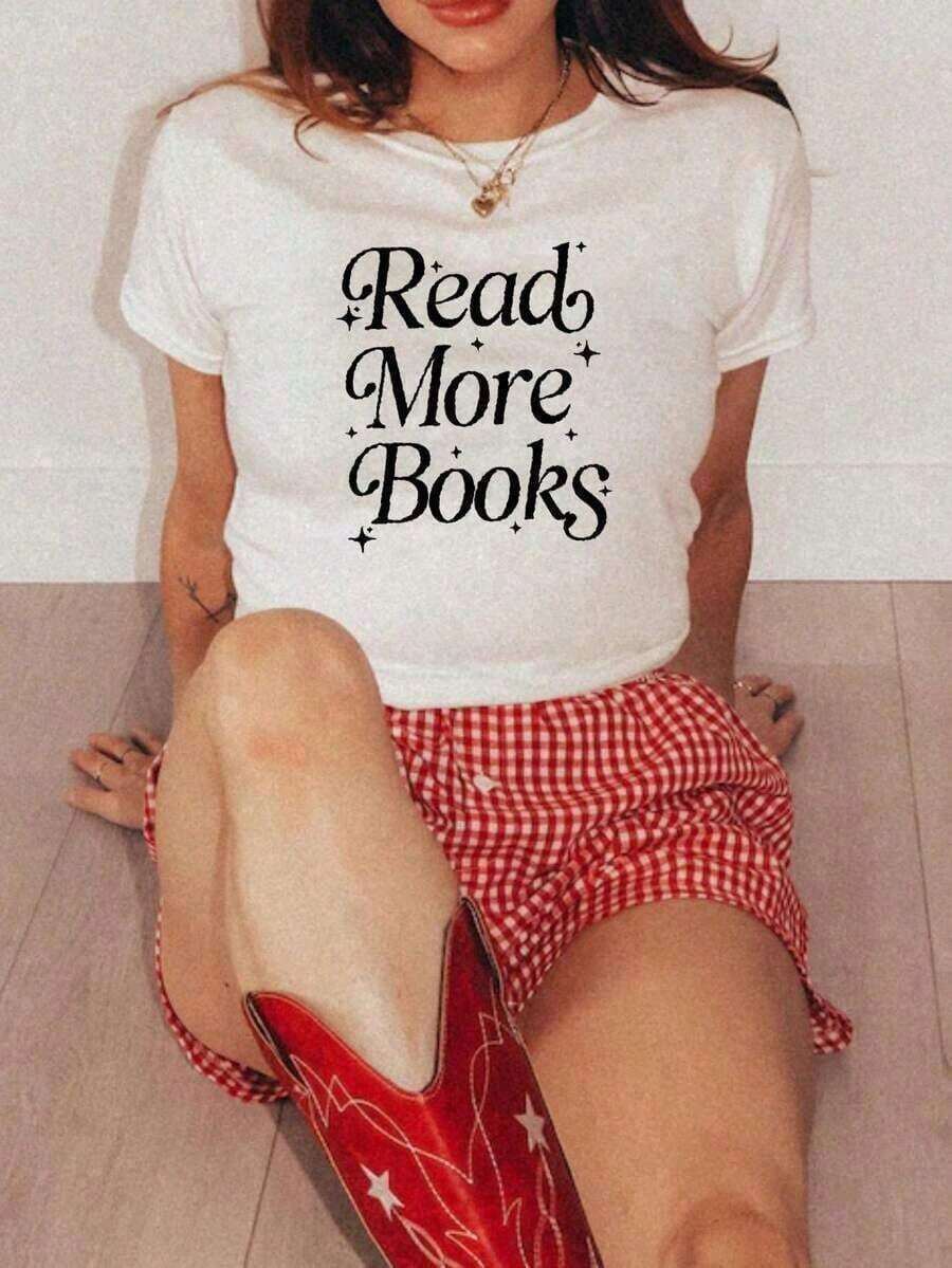 Camiseta casual de manga corta para mujer con estampado, diseño holgado de algodón puro, transpirable y absorbente de sudor, adecuada para un look diario casual, para ir al trabajo y para vestir en la calle. - Blanco - Ver 1