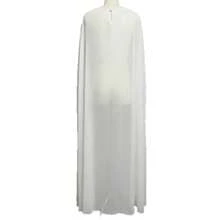 Chiffon Capelet Evening Dress, Satin Maxi Gown, Elegant Formal Dress Weddings & Black Tie Events - 白色 - 查看 5