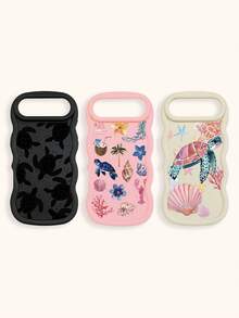 Bộ 3 ốp lưng điện thoại in hình rùa biển, viền lượn sóng, chất liệu TPU mềm dẻo chống sốc, phong cách bãi biển mùa hè, tương thích với iPhone 15/14/13/12/17 Pro Max & Galaxy S25 Ultra, thích hợp sử dụng hàng ngày hoặc làm quà tặng, giao hàng nhanh. - Nhiều màu - Xem 50