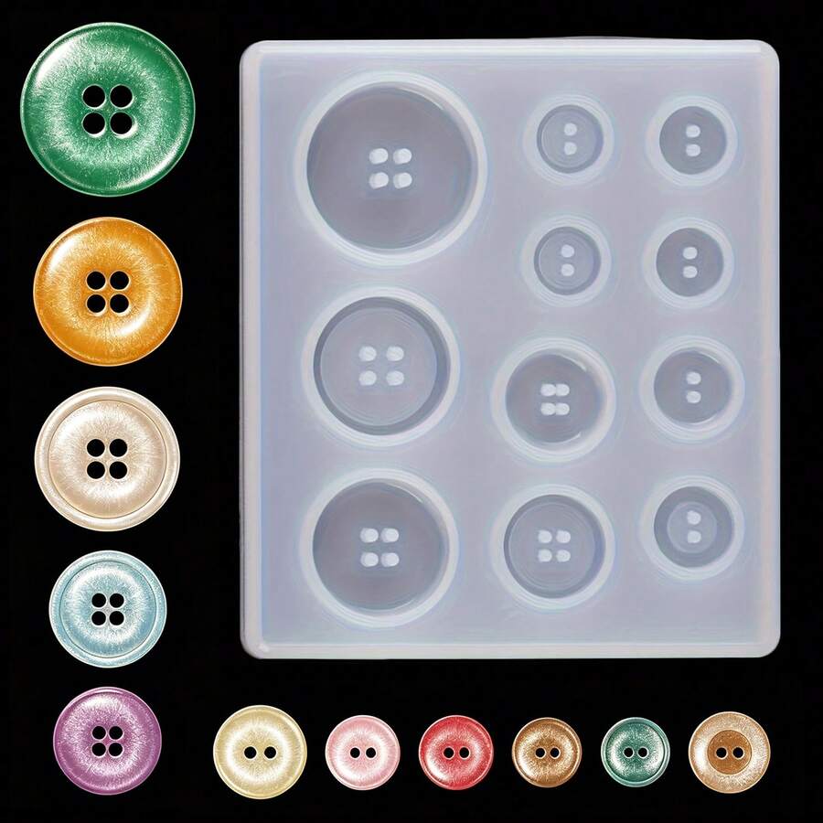 1pc Multi-Size Resin Button Mold, Non-Stick Epoxy Resin Casting Mold, DIY Jewelry/Keychain/Clothing Button Making Tool
