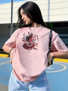 Short-Sleeve T-Shirt With A Dynamic And Modern Design. Fashionable Short-Sleeve T-Shirt For Spring And Summer 2026, Made In Mexico, 180 Grams. Cartoon Print, Couple Design, Suitable For Indoor Or Outdoor Wear. Crew Neck, Unisex, Ideal For The Office And Leisure. One-Piece Pack. - PK-P631577SLNDXZGY433 - 查看 1