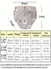 3pcs Soft Baby Potty Training Pants, Help Baby Easily Potty Train, Cartoon Cute Pattern, Unisex, Leak-Proof & Washable Durable Design - Multicolor - View 3