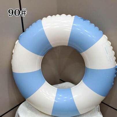 1pc Striped Inflatable Swimming Pool Floating Ring, Underarm Ring Design, Inflatable Swimming Ring - Wave Edge Design, Suitable For Family Beach, Pool Party Use, Stackable Portable Swimming Ring, Pool Inflatable, Beach Essentials, Pool Float
