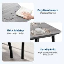 Dining Table With 2 Upholstered Benches - 3 Pcs Industrial Dining Table Set, Ideal For Dining Room, Kitchen, Studio, Restaurant - Grey - View 4