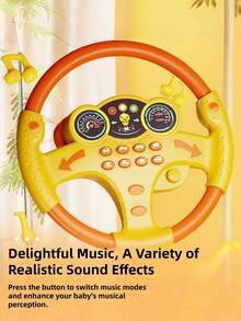 Children's Realistic Steering Wheel Toy - Features Sound Effects, And Music; An Educational Toy For Learning Traffic Rules. Simple And Easy To Play,A Perfect Birthday Gift For Boys And Girls Ages 3+ (Not Included 2 AA Batteries). - Multicolor - View 6